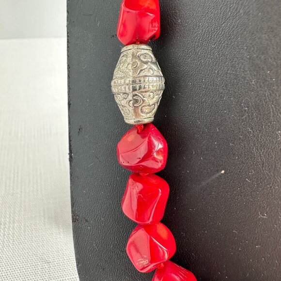 Red Bamboo Coral Bead Necklace - Picture 9 of 16